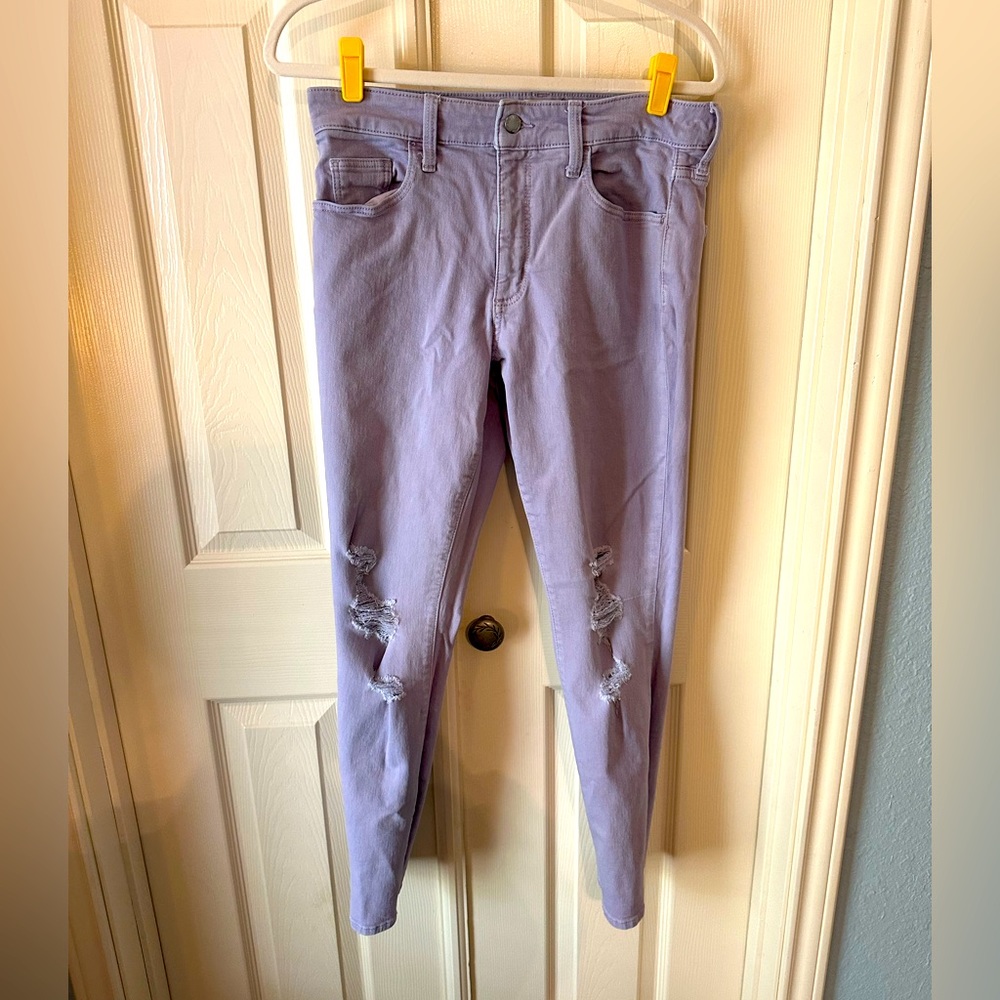 Universal Thread Purple Jean Distressed High Rise Skinny Size 8